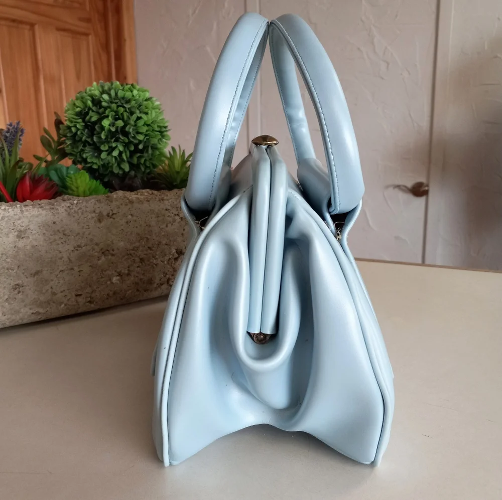Vintage, 1960's Satchel, Baby Blue